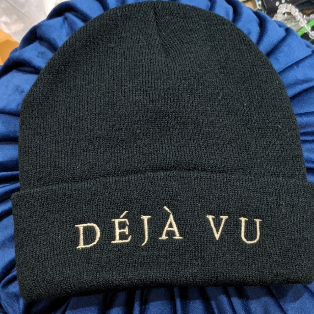 Black Knit Beanie DeJaVu